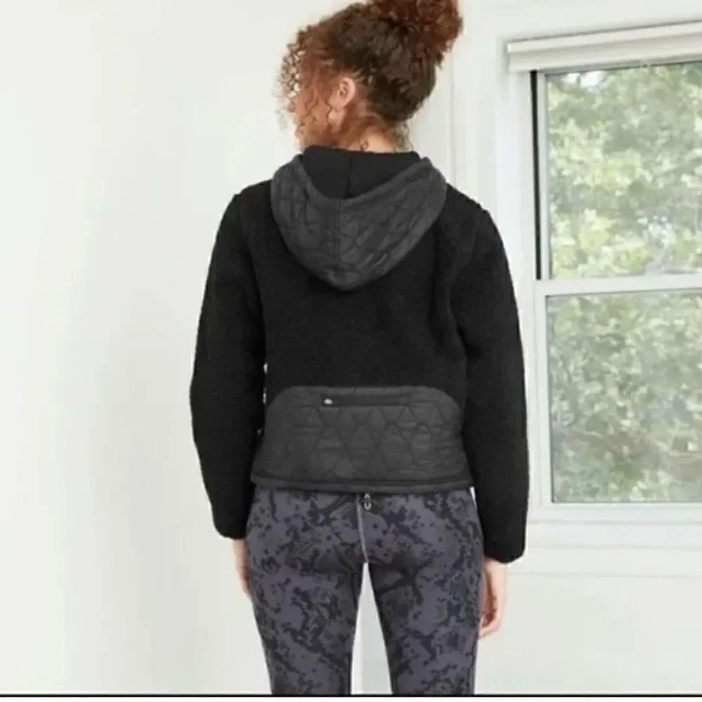 JoyLab black teddy zip up hooded jacket - Picture 11 of 11